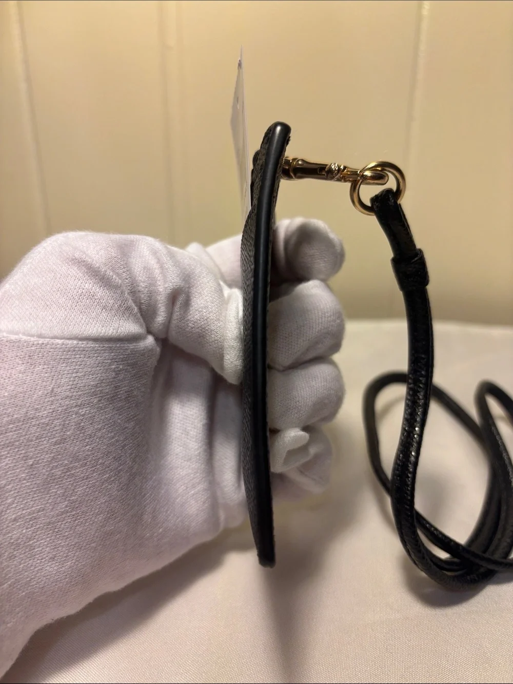 🏷️ NWT Coach ID Lanyard Badge Holder in Crossgrain Leather Black Gold